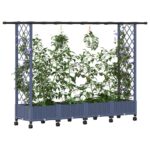 vidaXL Vyvýšený záhon s mriežkou a strechou Sivá 203 x 40 x 127 cm PP – Obrázok 3