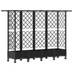 vidaXL Vyvýšený záhon s mriežkou a strechou Čierna 202,5 x 40 x 127 cm – Obrázok 2