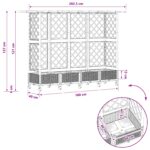 vidaXL Vyvýšený záhon s mriežkou a strechou Sivá 202,5 x 40 x 127 cm – Obrázok 9