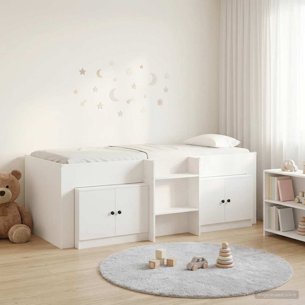 3423358_1.jpg vidaXL Loftová posteľ s kabinetom 3 pcs Biela Kompozitné drevo – Obrázok 1