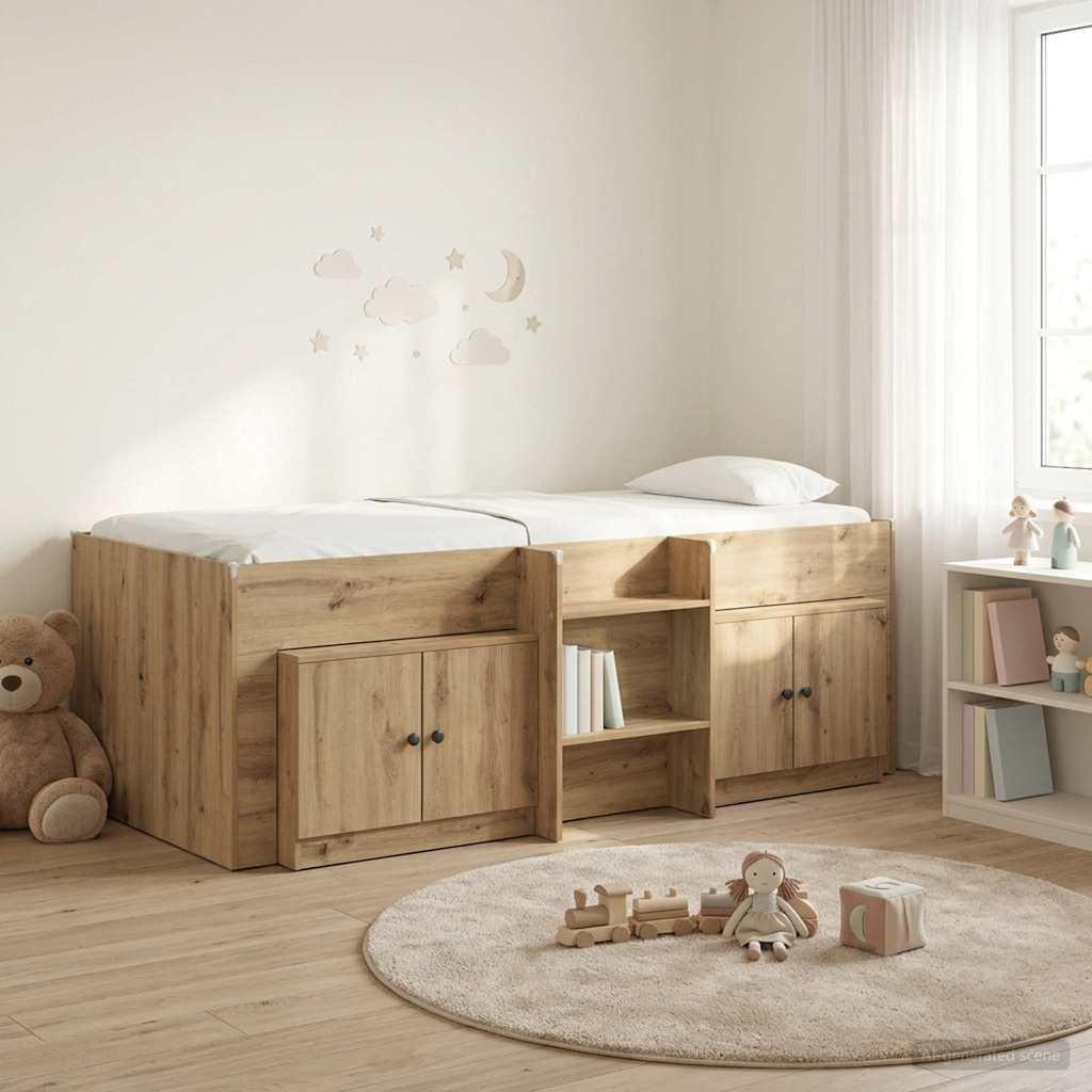 3423373_1.jpg vidaXL Loftová posteľ s kabinetom 3 ks Dub artisan Kompozitné drevo – Obrázok 1