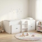 vidaXL Loftová posteľ s kabinetom 3 pcs Biela Kompozitné drevo