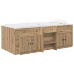 vidaXL Loftová posteľ s kabinetom 3 pcs Dub artisan Kompozitné drevo – Obrázok 2