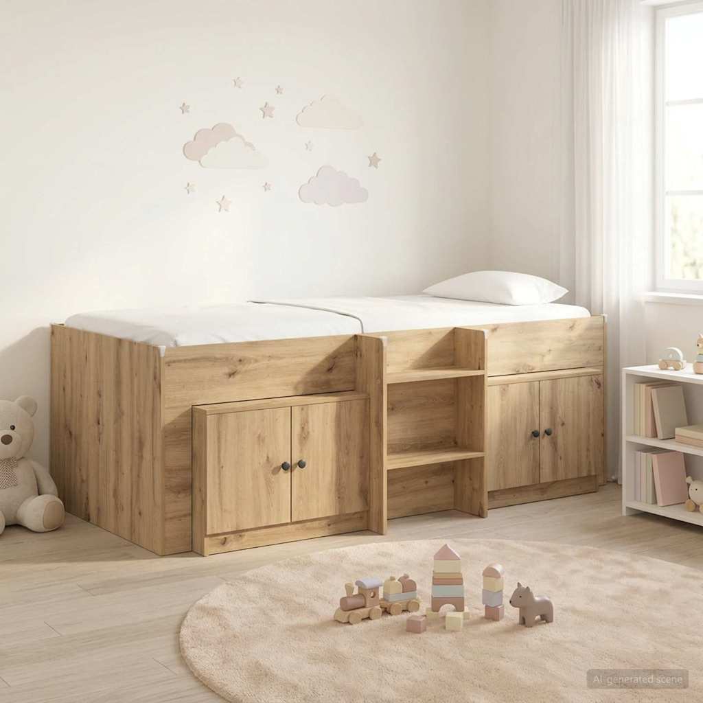 3423397_1.jpg vidaXL Loftová posteľ s kabinetom 3 ks Dub artisan Kompozitné drevo – Obrázok 1
