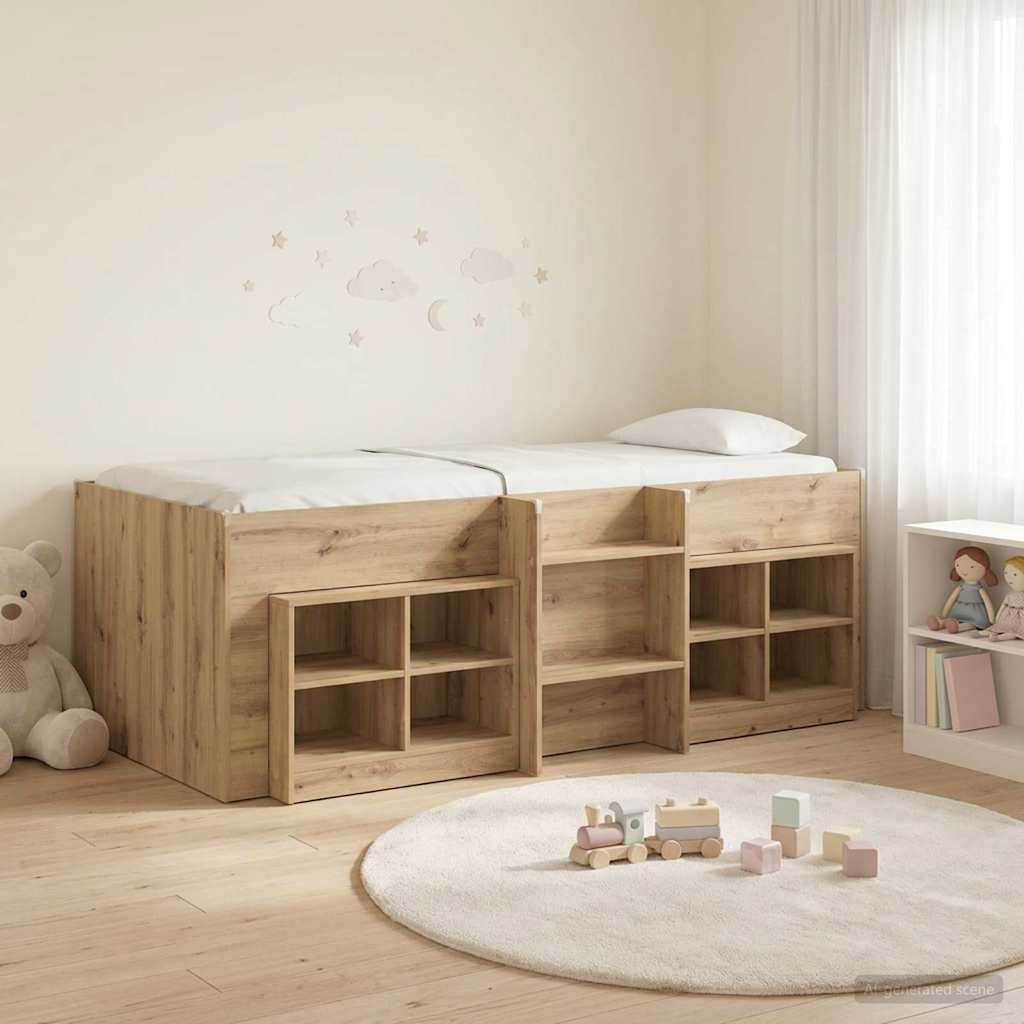 3423413_1.jpg vidaXL Loftová posteľ s kabinetom 3 ks Dub artisan Kompozitné drevo – Obrázok 1