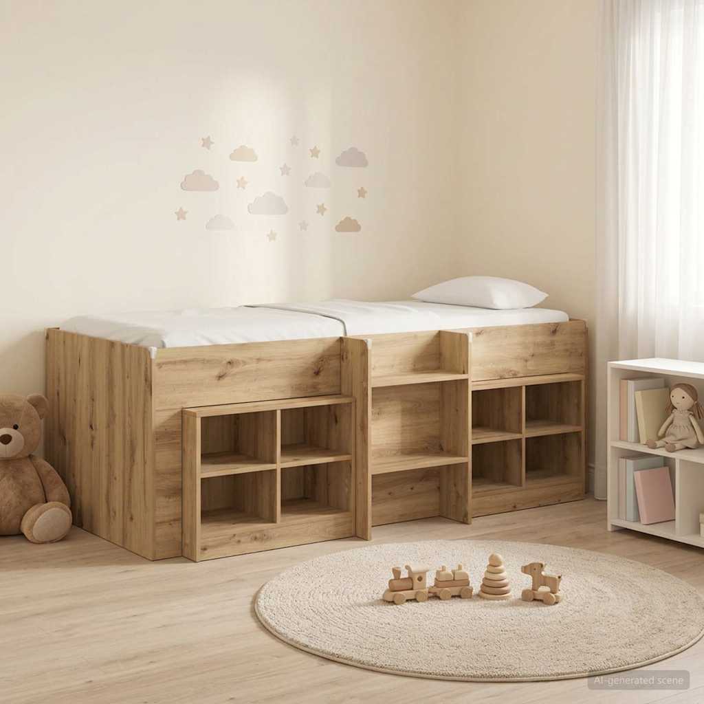 3423429_1.jpg vidaXL Loftová posteľ s kabinetom 3 ks Dub artisan Kompozitné drevo – Obrázok 1