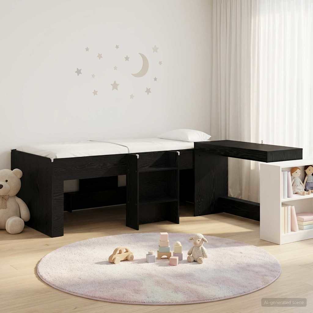 3423439_1.jpg vidaXL Detská vysoká posteľ s pultom Čierny dub 80 x 200 cm – Obrázok 1
