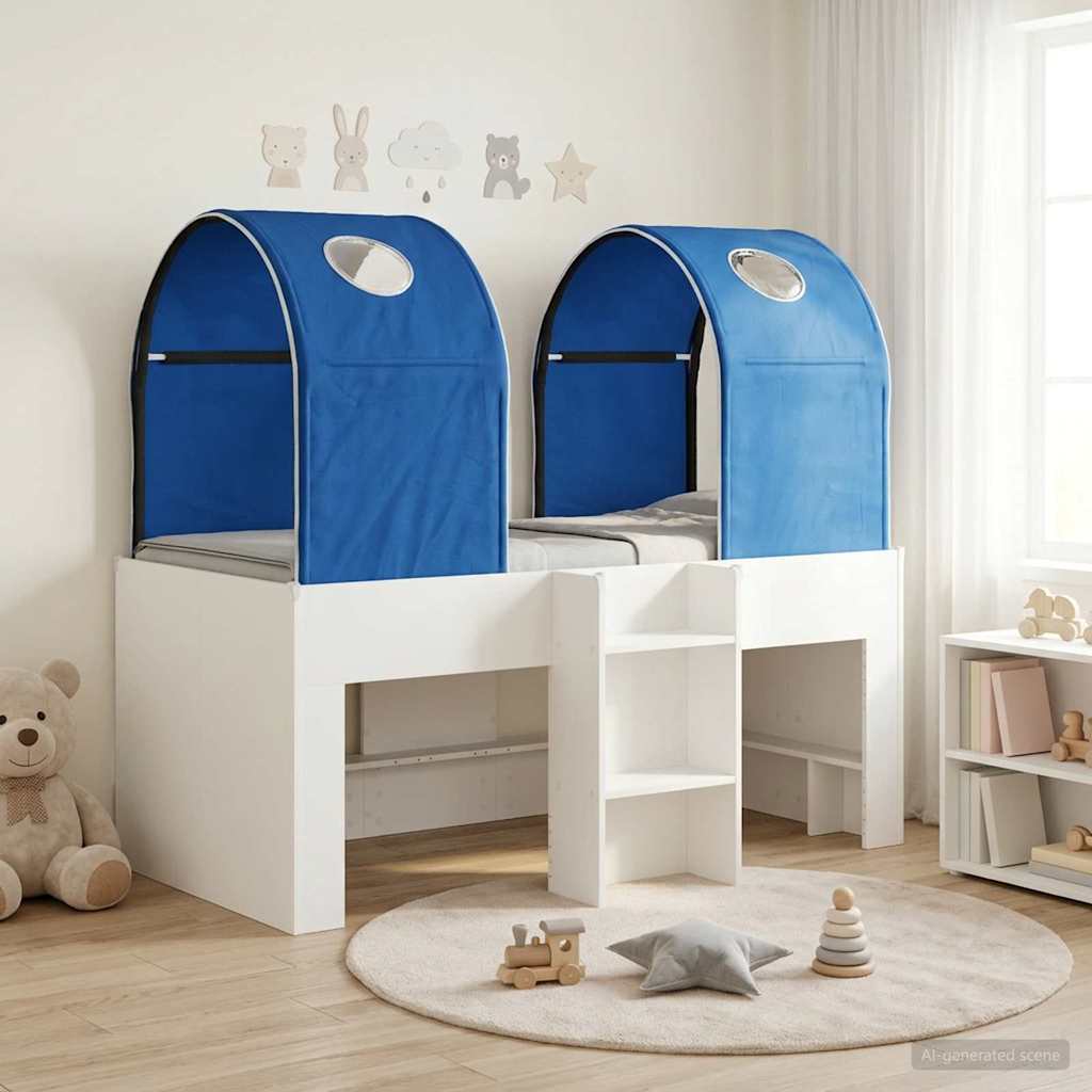 3423487_1.jpg vidaXL Posteľ s Túnelom 4 pcs Biela a modrá Kompozitné drevo – Obrázok 1