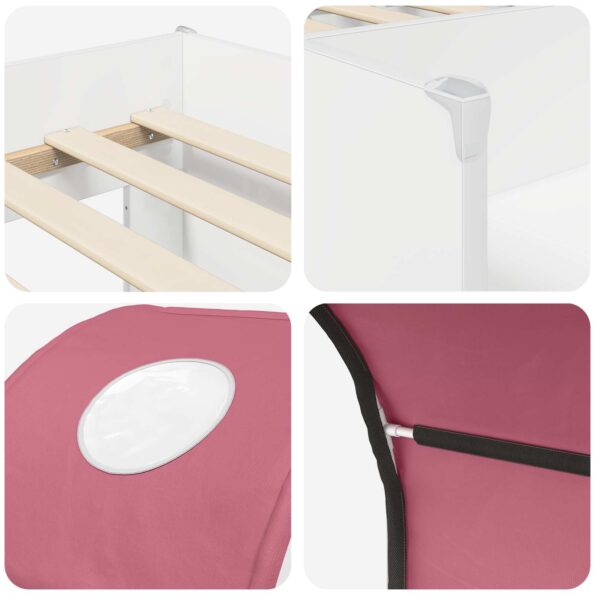 vidaXL Posteľ s Túnelom 4 pcs Biela a ružová Kompozitné drevo – Obrázok 9
