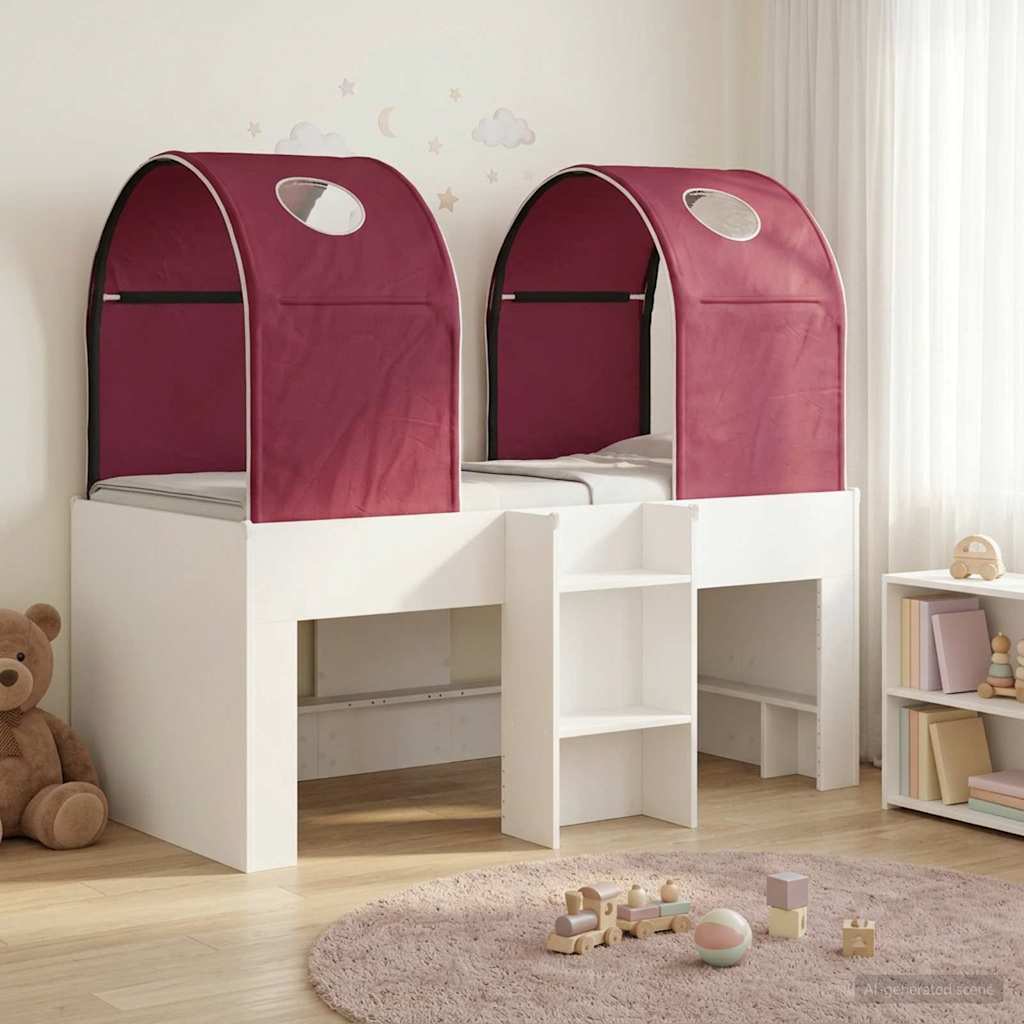 3423489_1.jpg vidaXL Posteľ s Túnelom 4 pcs Biela a červená Kompozitné drevo – Obrázok 1