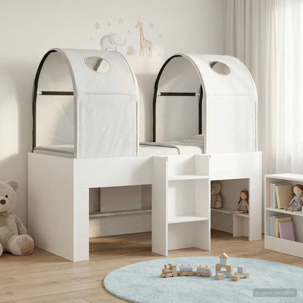 3423491_1.jpg vidaXL Posteľ s Túnelom 4 pcs Biela Kompozitné drevo – Obrázok 1