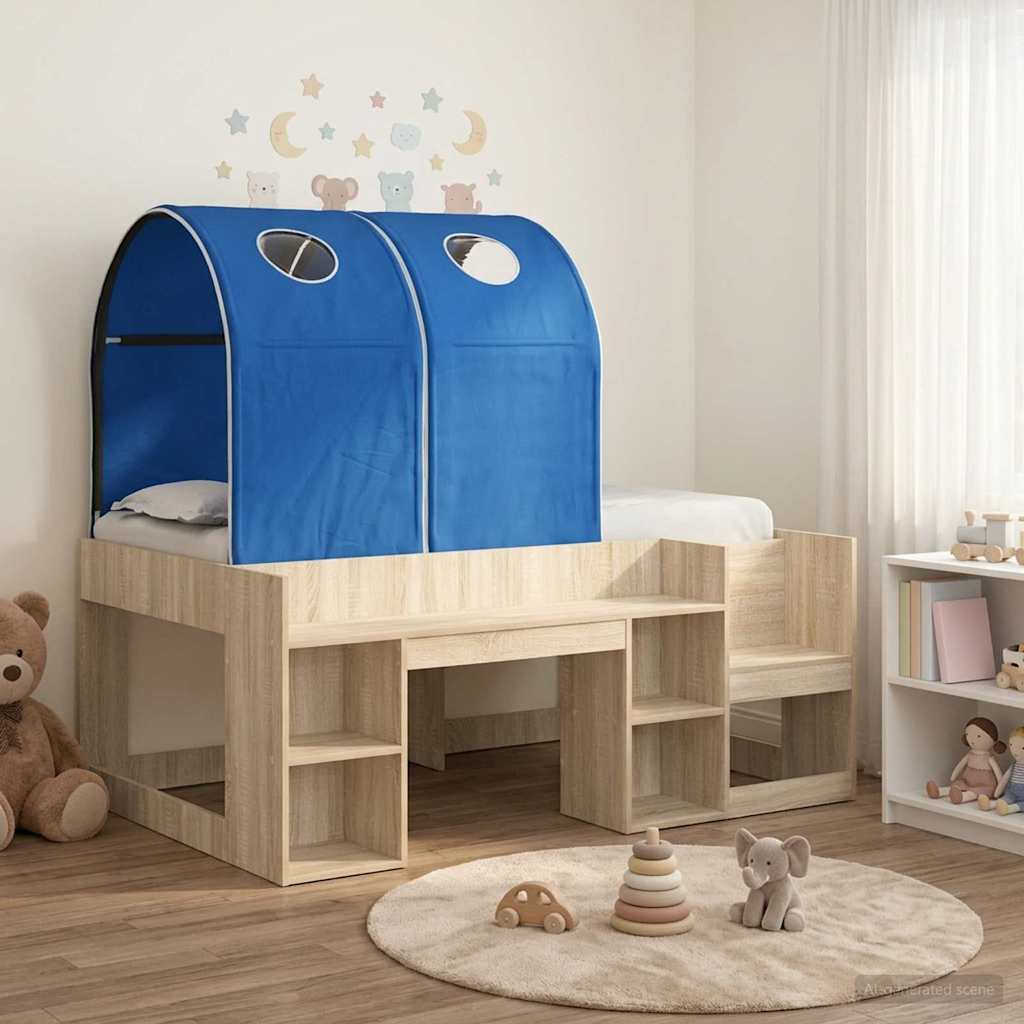 3423505_1.jpg vidaXL Posteľ s Tunelom 3 ks Dub sonoma a modrá Kompozitné drevo – Obrázok 1