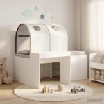 vidaXL Posteľ s Tunelom 4 pcs Artisian dub a biela Kompozitné drevo