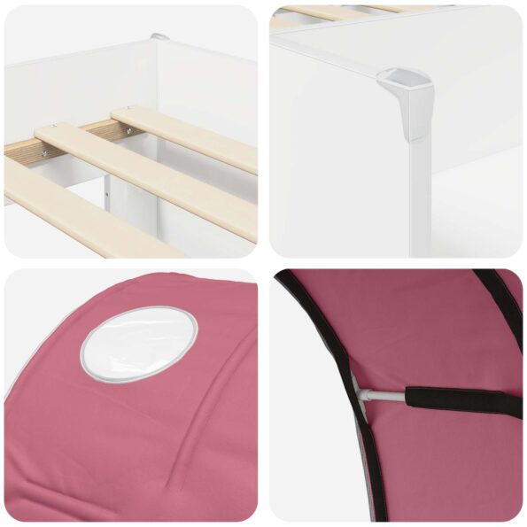 vidaXL Posteľ s Tunelom 4 pcs Biela a ružová Kompozitné drevo – Obrázok 9
