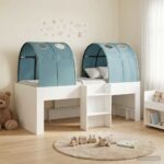 vidaXL Posteľ s Tunelom 4 pcs Biela a svetlomodrá Kompozitné drevo