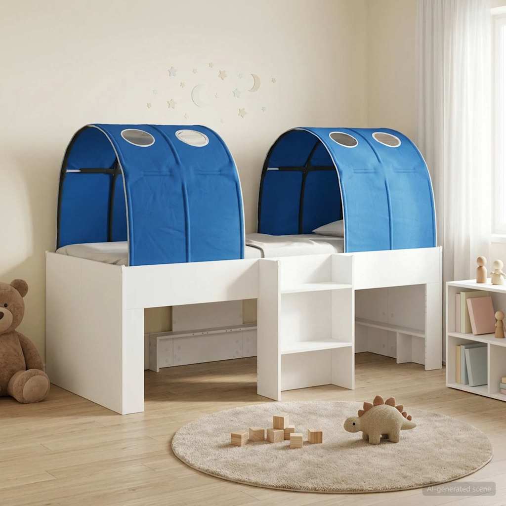 3423547_1.jpg vidaXL Posteľ s Tunelom 4 pcs Biela a modrá Kompozitné drevo – Obrázok 1