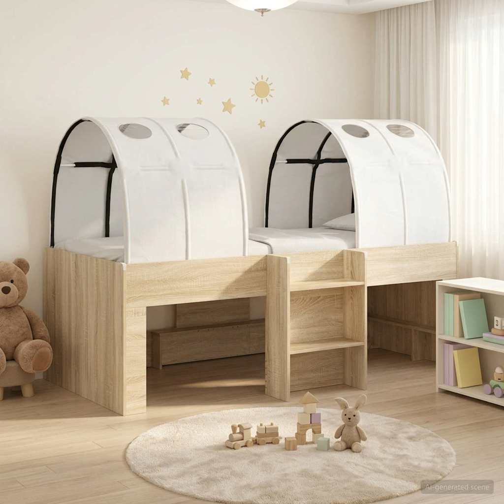 3423557_1.jpg vidaXL Posteľ s Tunelom 3 ks Dub sonoma a biela Kompozitné drevo – Obrázok 1