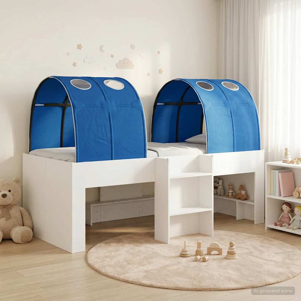3423571_1.jpg vidaXL Posteľ s Tunelom 4 pcs Biela a modrá Kompozitné drevo – Obrázok 1