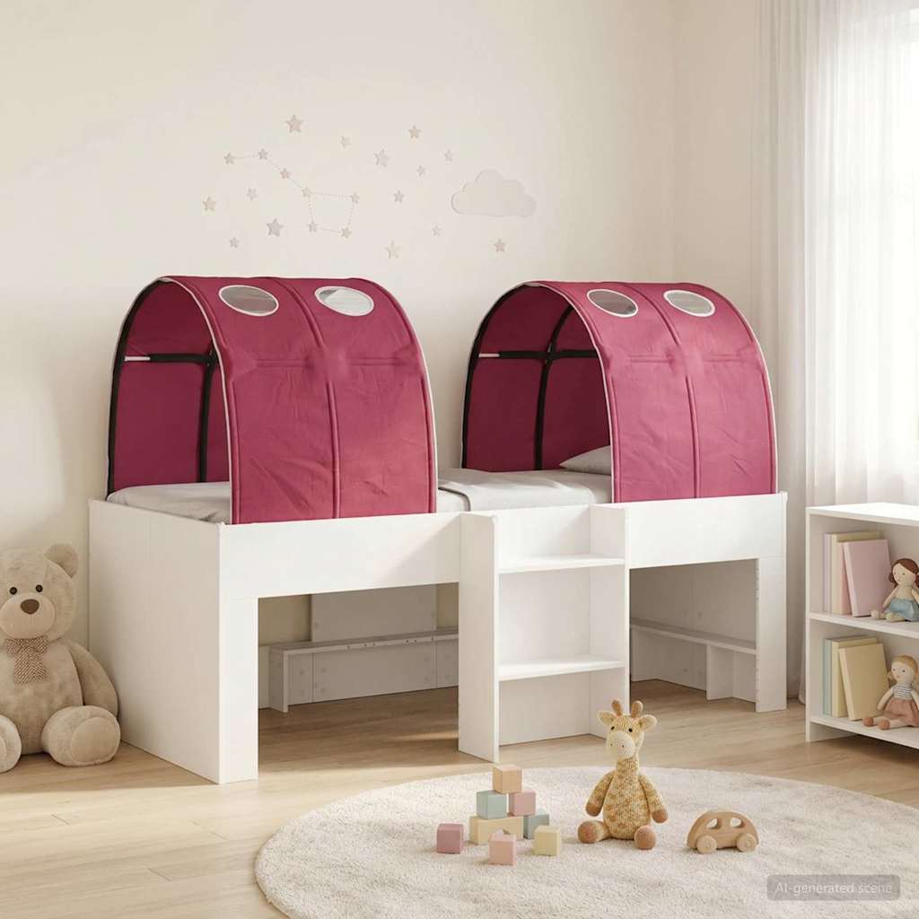 3423573_1.jpg vidaXL Posteľ s Tunelom 4 pcs Biela a červená Kompozitné drevo – Obrázok 1