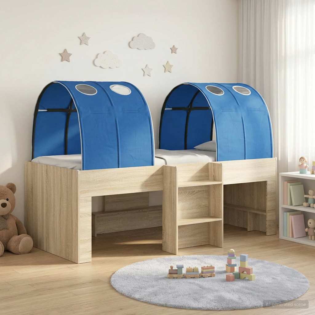 3423577_1.jpg vidaXL Posteľ s Tunelom 3 ks Sonoma a Modrá Kompozitné drevo – Obrázok 1