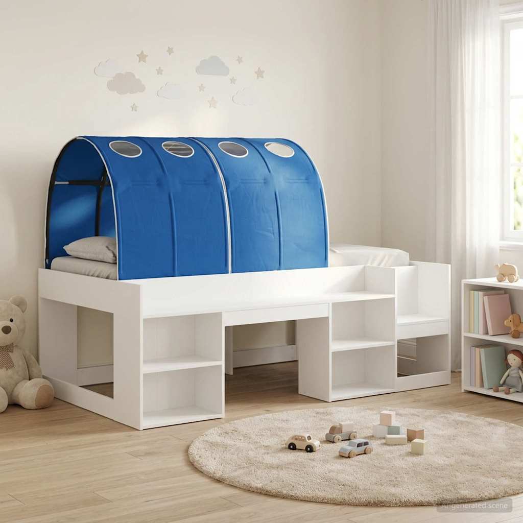 3423583_1.jpg vidaXL Posteľ s Tunelom 4 pcs Biela a modrá Kompozitné drevo – Obrázok 1