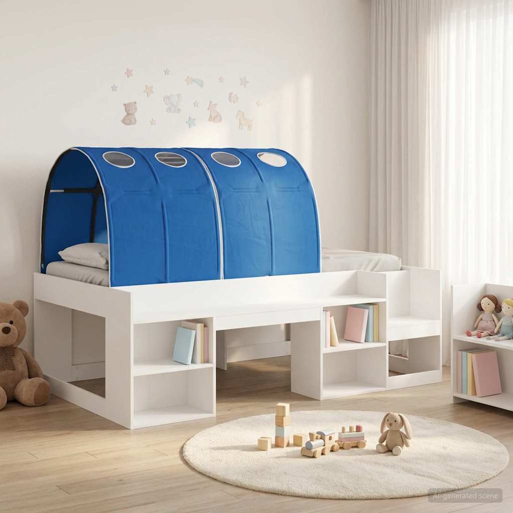 3423607_1.jpg vidaXL Posteľový rám s tunelom 3 pcs Biela a modrá Konštruované drevo – Obrázok 1