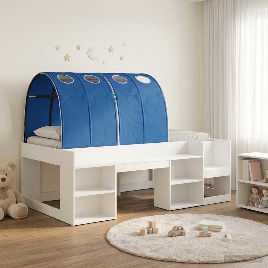 3423619_1.jpg vidaXL Posteľový rám s tunelom 3 pcs Biela a modrá Kompozitné drevo – Obrázok 1