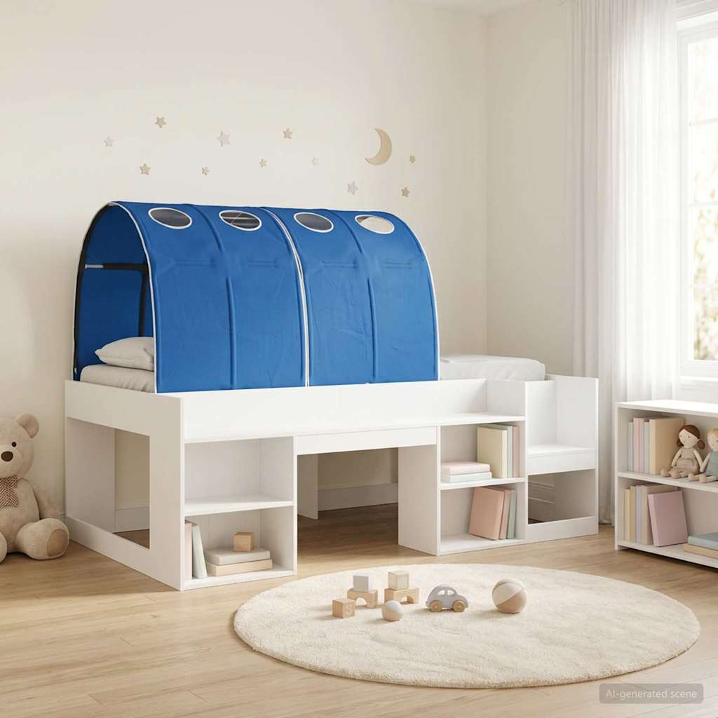 3423631_1.jpg vidaXL Posteľový rám s tunelom 3 pcs Biela a modrá Kompozitné drevo – Obrázok 1