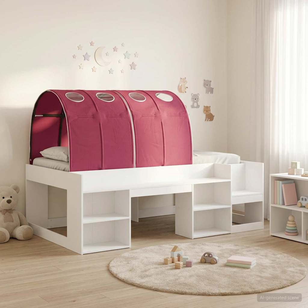 3423633_1.jpg vidaXL Posteľový rám s tunelom 3 pcs Biela a červená Kompozitné drevo – Obrázok 1