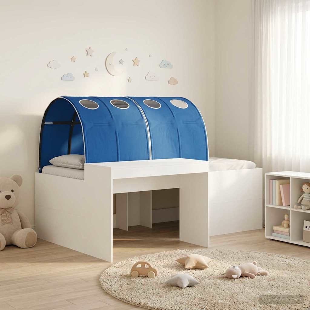 3423643_1.jpg vidaXL Rám postele s tunelom 3 pcs Biela a modrá Kompozitné drevo – Obrázok 1