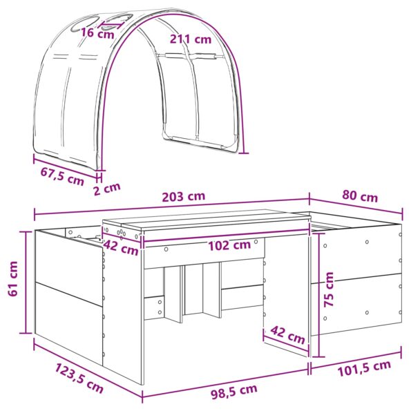 vidaXL Rám postele s tunelom 3 pcs Biela a červená Kompozitné drevo – Obrázok 11