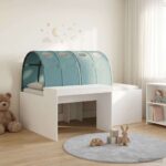 vidaXL Posteľ s tunelom 4 pcs Artisian dub a svetlo modrá
