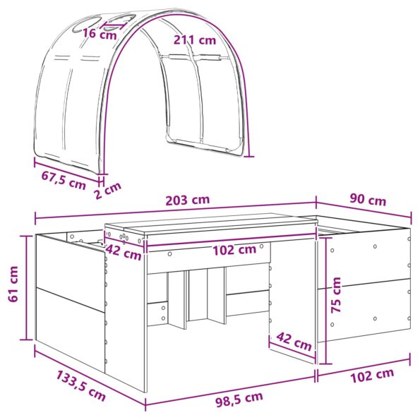 vidaXL Posteľ s tunelom 4 pcs Artisian dub a svetlo modrá – Obrázok 11
