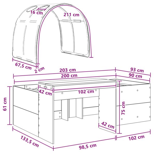 vidaXL Posteľ s tunelom 4 pcs Artisian dub a ružová Kompozitné drevo – Obrázok 11