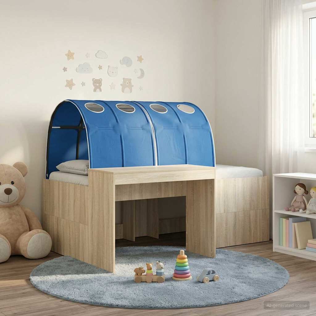 3423661_1.jpg vidaXL Posteľ s tunelom 3 ks Artisian dub a modrá Kompozitné drevo – Obrázok 1