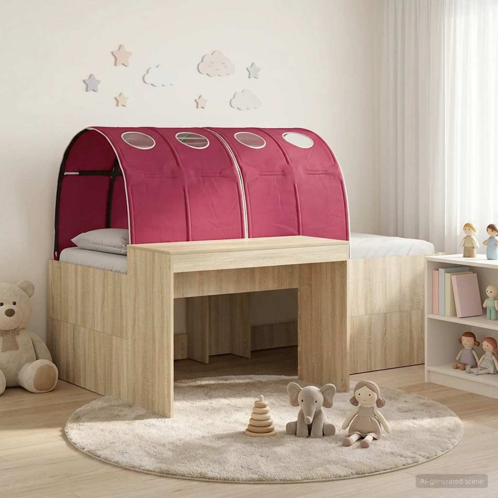 3423663_1.jpg vidaXL Posteľ s tunelom 3 ks Artisian dub a červená Kompozitné drevo – Obrázok 1