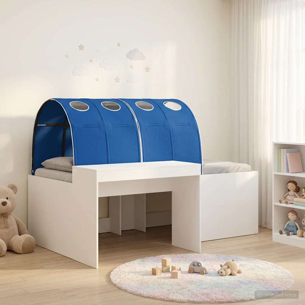 3423667_1.jpg vidaXL Posteľ s Tunelom 4 pcs Biela a modrá Kompozitné drevo – Obrázok 1