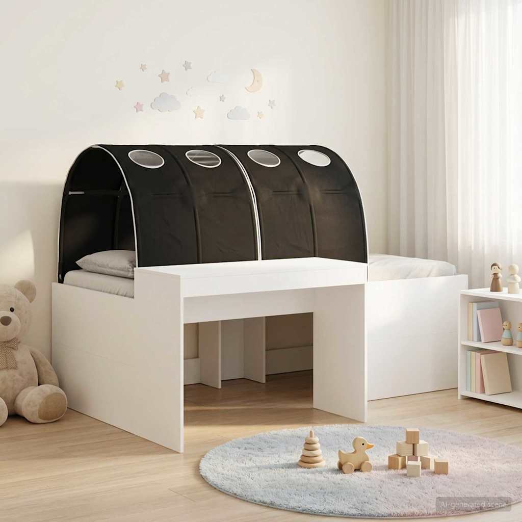 3423694_1.jpg vidaXL Posteľ s tunelom 4 pcs Artisian dub a čierna Kompozitné drevo – Obrázok 1