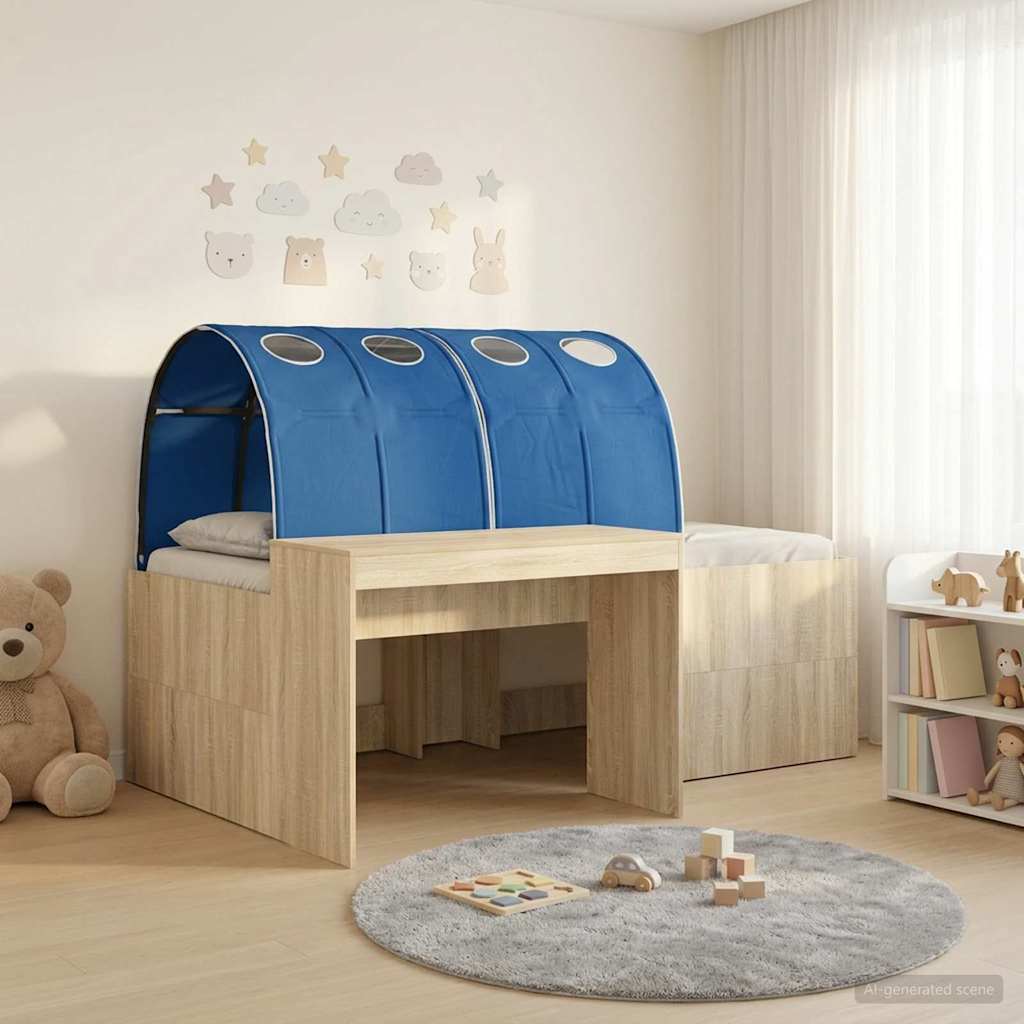 3423697_1.jpg vidaXL Posteľ s tunelom 3 ks Artisian dub a modrá Kompozitné drevo – Obrázok 1