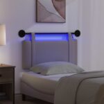 vidaXL Závesné čelo postele S LED svetlom Sivohnedá Látka – Obrázok 5