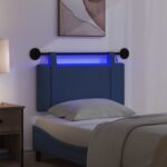vidaXL Závesné čelo postele S LED svetlom Modrá Látka – Obrázok 5