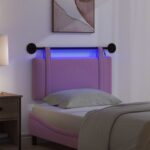 vidaXL Závesné čelo postele S LED svetlom Ružová Látka – Obrázok 5