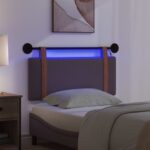 vidaXL Závesné čelo postele S LED svetlom Tmavohnedá Antik PU – Obrázok 5