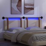 vidaXL Závesné čelo postele S LED svetlom Krémová Antik PU – Obrázok 5