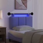vidaXL Závesné čelo postele S LED svetlom Modrá džínovina Látka – Obrázok 5