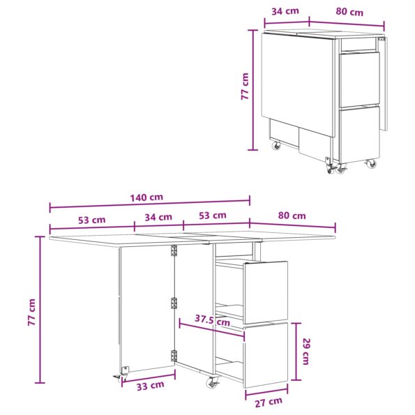 vidaXL Jedálenský stôl 2 pcs 140 x 80 x 77 cm Kompozitné drevo – Obrázok 12