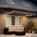vidaXL Ručný rám markízy s LED Sivohnedá 3 x 2 m