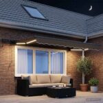 vidaXL Ručný rám markízy s LED Sivohnedá 3 x 2 m