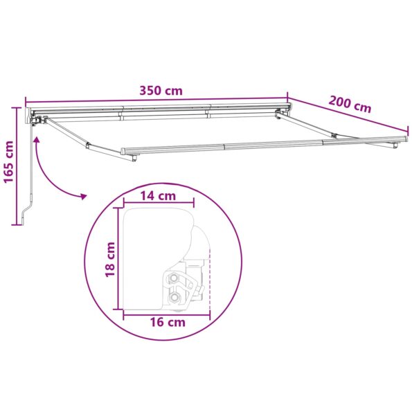 vidaXL Sklopná markíza Sivohnedá 3,5 x 2 m Polyester a hliník – Obrázok 7