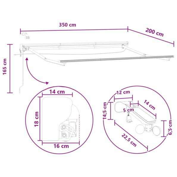 vidaXL Elektrická Retrakovateľná Markíza Piesková 3,5 x 2 m – Obrázok 10